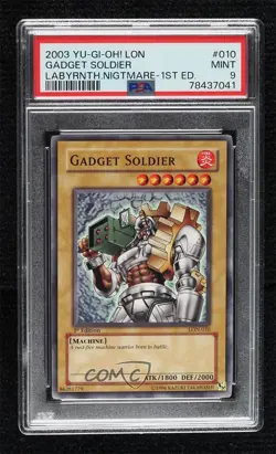 Gadget Soldier 1st Ed. YuGiOh Labyrinth of Nightmare PSA 9 MINT 2003 - Image 1