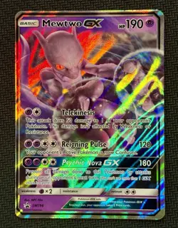 Pokemon TCG Mewtwo GX Black Star Promo Card SM196 NM - Image 1