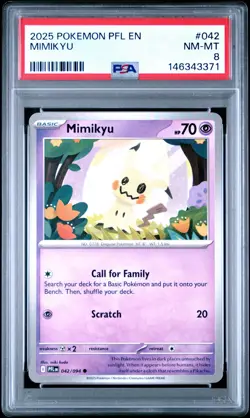 2025 POKEMON PFL EN-PHANTASMAL FLAMES #042 MIMIKYU PSA 8 - Image 1