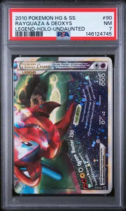 POKEMON HEARTGOLD & SOULSILVER UNDAUNTED #90 RAYQUAZA & DEOXYS LEGEND-HOLO PSA 7 - Image 1