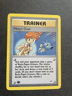 POKEMON 1ST EDITION GYM HEROES COMMON TRAINER MISTYS DUEL 123/132 Near Mint - Image 1