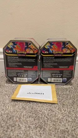 Pokemon Mega Charizard X & Y Tins (x2 Pair) - Both Artworks - Brand New & Sealed - Image 4