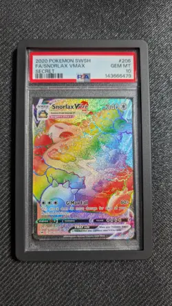 2020 POKEMON SWORD & SHIELD 206 FULL ART/SNORLAX VMAX SECRET PSA 10 - Image 1