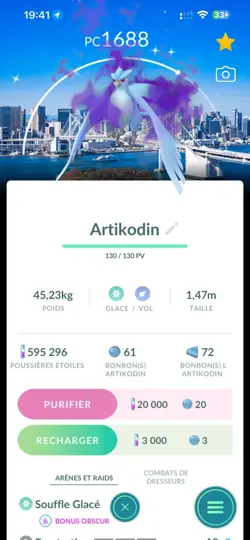 Pokemon Go Shiny Legendary Articuno ( Tokyo Background) ( High CP ) - Image 1