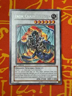 YUGIOH IRON CHAIN DRAGON 1ST EDITION EXCELLENT CSOC-EN040 - Image 1
