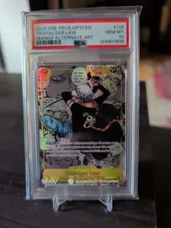 2025 One Piece OP10 EN Manga Alternate Art #119 Trafalgar Law PSA 10 GEM MINT - Image 1