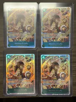 One Piece ST30-012 SR - Monkey. D. Luffy Holo EN PLAYSET (4x) In Hand - Image 1