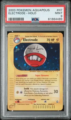 2003 POKEMON AQUAPOLIS #H7 ELECTRODE-HOLO PSA 9 MINT SWIRL - Image 1
