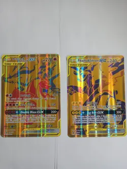 Reshiram & Charizard GX SM247 + Pikachu & Zekrom GX SM248 Jumbo Pokemon Cards - Image 1