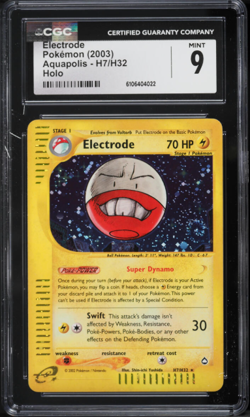 2003 Pokemon Aquapolis Holo Electrode #H7 CGC 9 MINT - Image 1