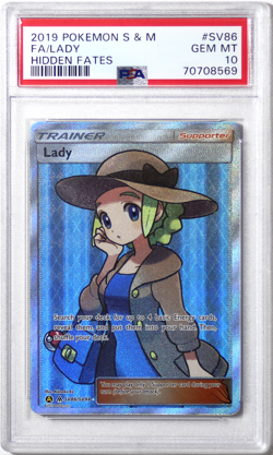 Pokemon Sun & Moon Hidden Fates # SV86 Full Art Lady PSA 10 Card! GEM MINT! - Image 1