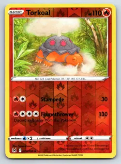 Pokemon Uncommon Torkoal SWSH11: Lost Origin SWSH11 Reverse Holo 023/196 NM - Image 1