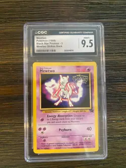CGC 9.5 MINT+ Mewtwo # 3 WB Movie WOTC Black Star PROMO Pokemon Card - Image 1