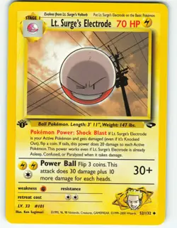 Lt. Surge's Electrode - 1st Edition - 52/132 Gym Challenge - Pokemon TCG - 2000 - Image 1