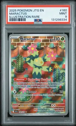 2025 Pokemon Journey Together 160 Maractus Illustration Rare Psa 9 Holo Full Art - Image 2