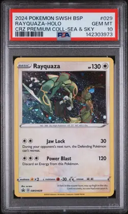 2024 POKEMON RAYQUAZA SWSH029 BLACK STAR PROMO SEA & SKY COSMO HOLO PSA 10 - Image 1