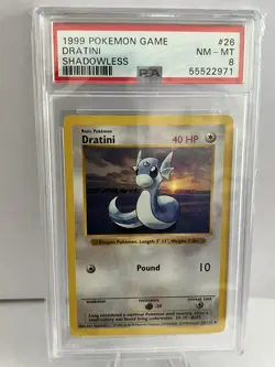 1999 POKEMON GAME #26 DRATINI SHADOWLESS PSA 8 - Image 1