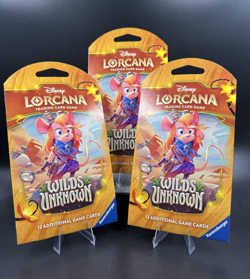 3x Lorcana Wilds Unknown Sleeved Booster Packs - Factory Sealed - Image 1