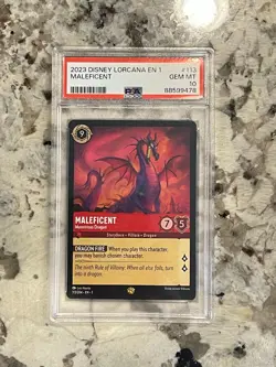 Disney Lorcana First Chapter Maleficent #113 Monstrous Dragon PSA 10 - Image 1