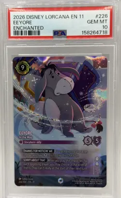 2026 DISNEY LORCANA EN 11-WINTERSPELL ENCHANTED #226 EEYORE - IN THE WAY PSA 10 - Image 1