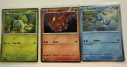 Pokemon 151 Promo Starter Cards Charmander, Squirtle, and Bulbasaur Cosmos Holo - Image 1