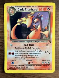 Dark Charizard 4/82 Team Rocket Unlimited Holo Rare 80HP Pokemon Card LP - Image 1