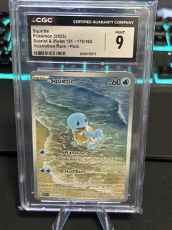 SQUIRTLE CGC 9 2023 POKEMON SV 151 #170/165 ILLUSTRATION RARE HOLO 016 - Image 1