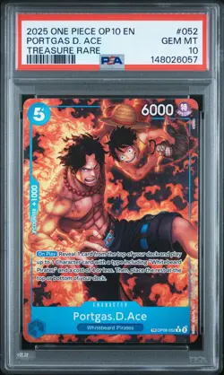 Portgas.D.Ace (TR) OP08-052 Royal Blood PSA 10 Treasure Rare One Piece - Image 1
