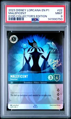 2023 DISNEY LORCANA EN P1-PROMO #22 MALEFICENT - UNINVITED PSA 9 - Image 1