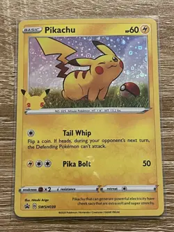 Pikachu SWSH039 Pokemon Black Star Promo Holo Card 25th Anniversary Stamp - Mint - Image 1