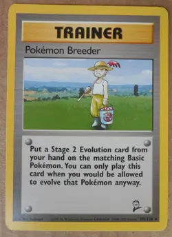 Pokemon Breeder 105/130 Rare Non-Holo Base 2 Set Pokemon Trainer Card LP - Image 1