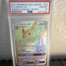Pokemon Raichu GX Shining Legends Secret Rare Holo PSA 10 75/73 2017 Eng - Image 1