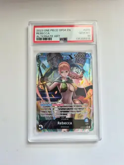 2023 One Piece English Kingdoms of Intrigue OP04-039 - Rebecca (Alt Art) PSA 10 - Image 1