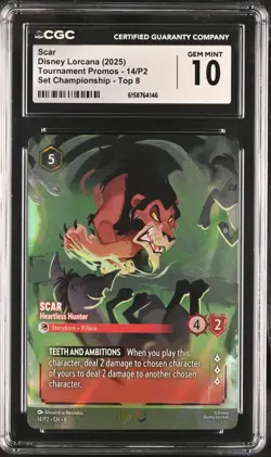 Lorcana Promos Scar Heartless Hunter 14/P2 Set Championship - CGC Gem Mint 10 - Image 1