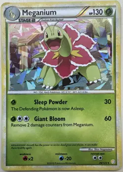 2010 Pokemon Meganium Heartgold Soulsilver 26/123 Exclusive Cracked Ice Holo LP - Image 1
