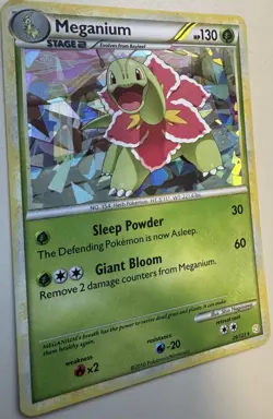 2010 Pokemon Meganium Heartgold Soulsilver 26/123 Exclusive Cracked Ice Holo LP - Image 4