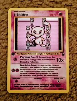 8-bit Mew 1st Edition Holo foil Pokemon Card Custom Card (BCD Cards) TCG - Image 1