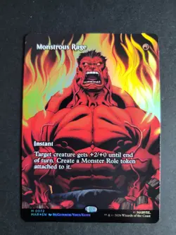 Monstrous Rage (Borderless Foil) Mythic MTG Marvel Super Heroes - Image 1