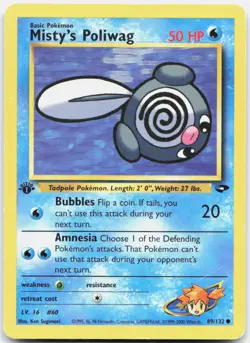 Pokemon TCG Misty's Poliwag Gym Challenge Common 089/132 1st Edition - Image 1