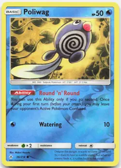 Poliwag 36/214 Common Unbroken Bonds Pokemon Reverse Holo Near Mint - Image 1
