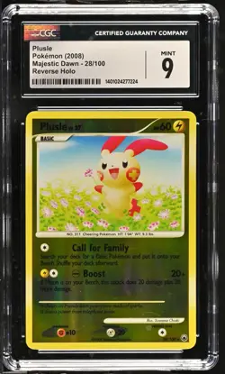*POP 15* CGC 9 Plusle Reverse Holo Majestic Dawn 28/100 Pokemon 2008 MINT - Image 1