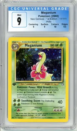 Pokemon Meganium #11 Neo Genesis Holo 1st Edition CGC 9 Mint - Image 1