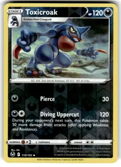Toxicroak 110/195 Uncommon Silver Tempest Pokemon Reverse Holo Near Mint - Image 1