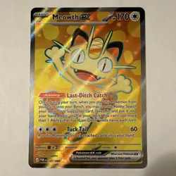 Pokemon TCG Prismatic Evolutions Meowth ex Ultra Rare Holo FA 107/088 - Image 1