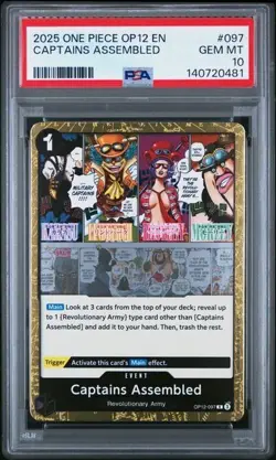 2025 One Piece OP12 EN Captains Assembled PSA 10 GEM RARE HOLO #097 - Image 1
