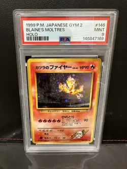 1999 Japanese Blaine's Moltres #146 Holo Rare PSA 9 Mint Gym 2 Pokemon TCG - Image 1