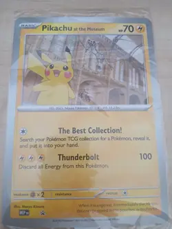NHM x Pokemon Collab Pikachu At The Museum Jumbo Promo Card Sealed Near Mint - Image 1