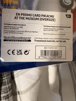 Pokemon TCG Pikachu At The Museum Jumbo Promo Card. Sealed - Image 3