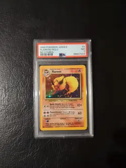 1999 Pokemon TCG Flareon Holo Rare Card Jungle PSA 7 NM - ERROR No Symbol - Image 1