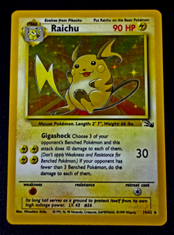 Raichu 14/62 Holo Rare Fossil Unlimited MP with Free eBay Shipping - Image 1